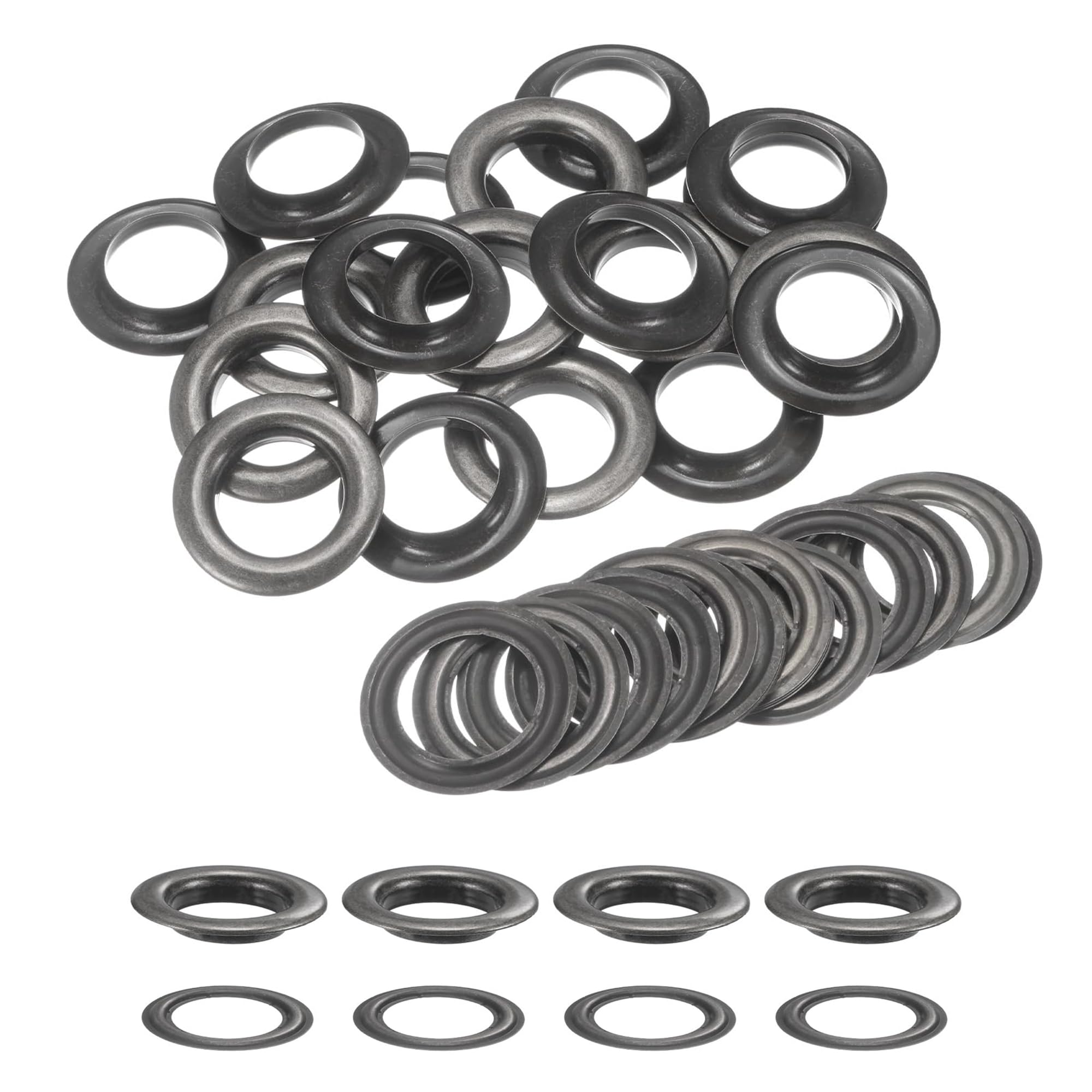 Trimming Shop 30mm Rings with Washers, Grommet Eyelets for Tarpaulin, Leather Craft, Repair, Round Curtain Rings for DIY, Canvas Holding, Vinyl Banners, Gunmetal, 25pcs โ image 1