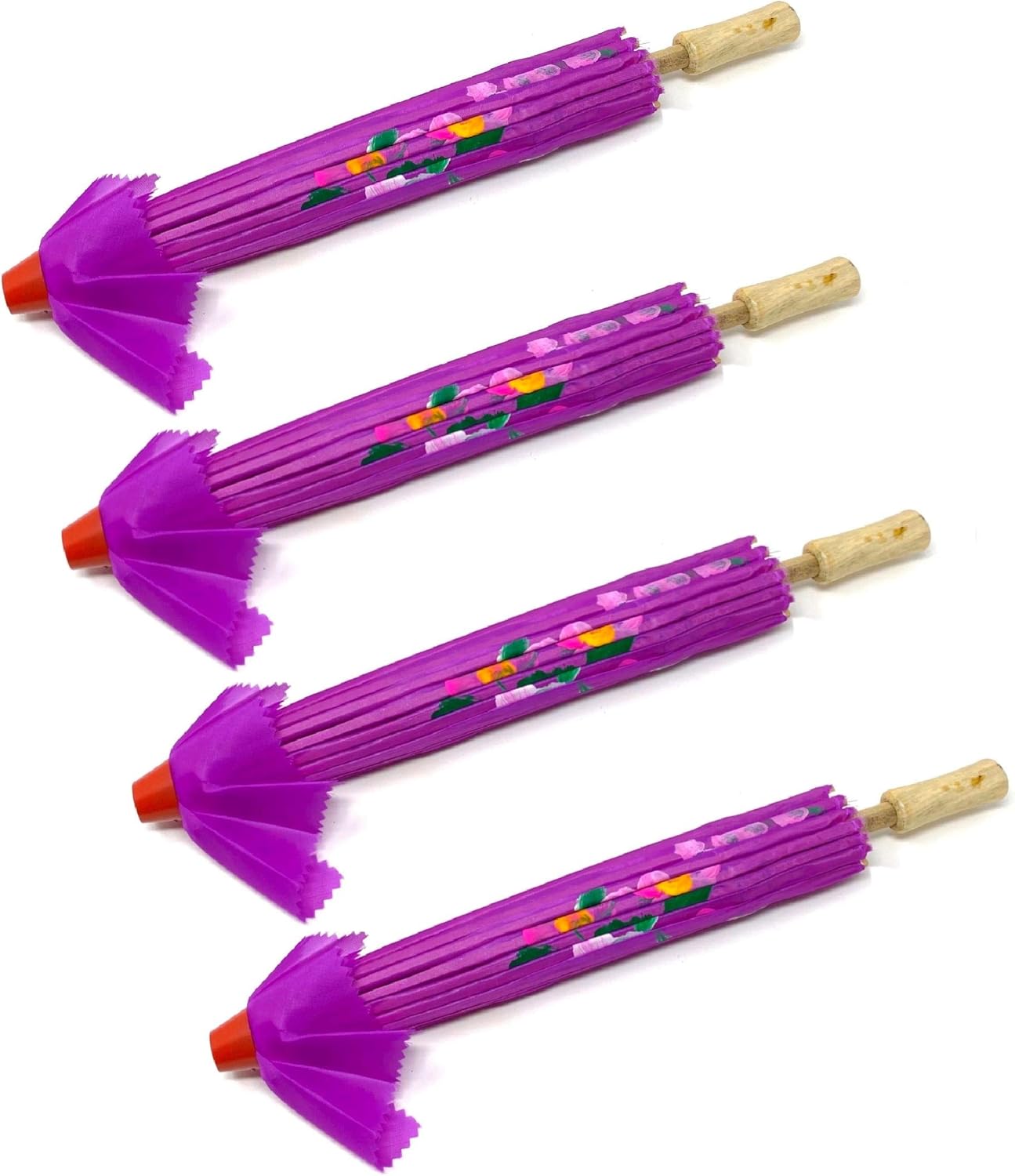 TJ Global PACK OF 4 Japanese Chinese Kids Size 22" Umbrella Parasol For Wedding Parties, Photography, Costumes, Cosplay, Decoration And Other Events - 4 Umbrellas (Purple)