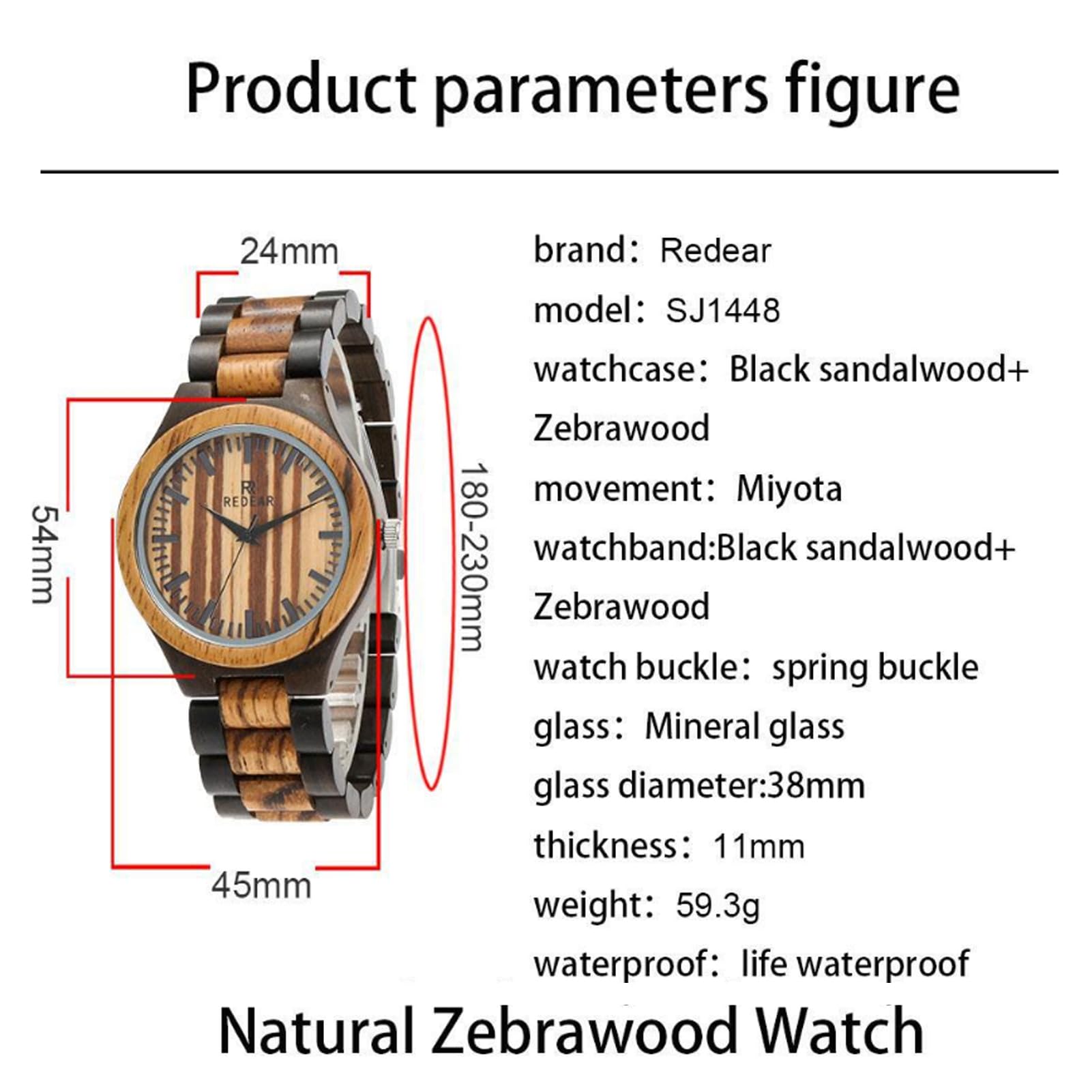 Orologi in Legno per Uomo, Orologio da Polso in Legno Naturale Personalizzato con Incisione e Cinturino in Legno, Anniversario, Compleanno, Marito, papà, Fidanzato, Figlio