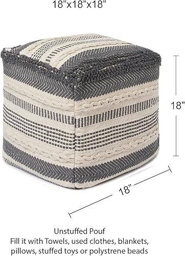 Miniatura 37 de REDEARTH · Puf otomano sin rellenos, con textura, cubo de almacenamiento, puf, reposapiés para sala de estar, dormitorio, guardería, habitación de