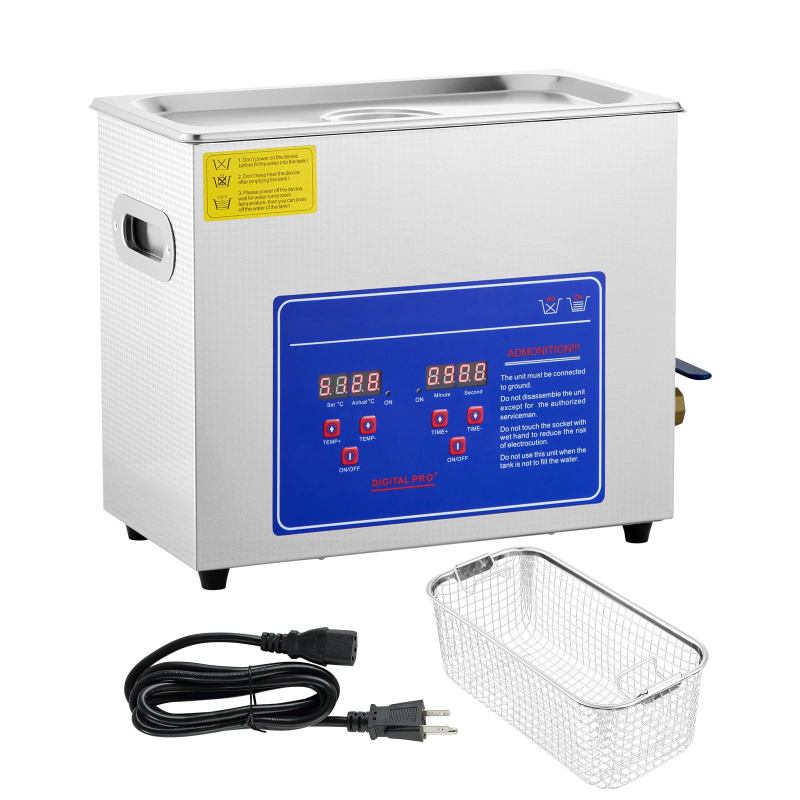Limpiador ultrasónico 6L con calefacción y regulación del tiempo limpiador sónico profesional de acero inoxidable 180W 220V para joyas, laboratorios, equipos dentales e industriales