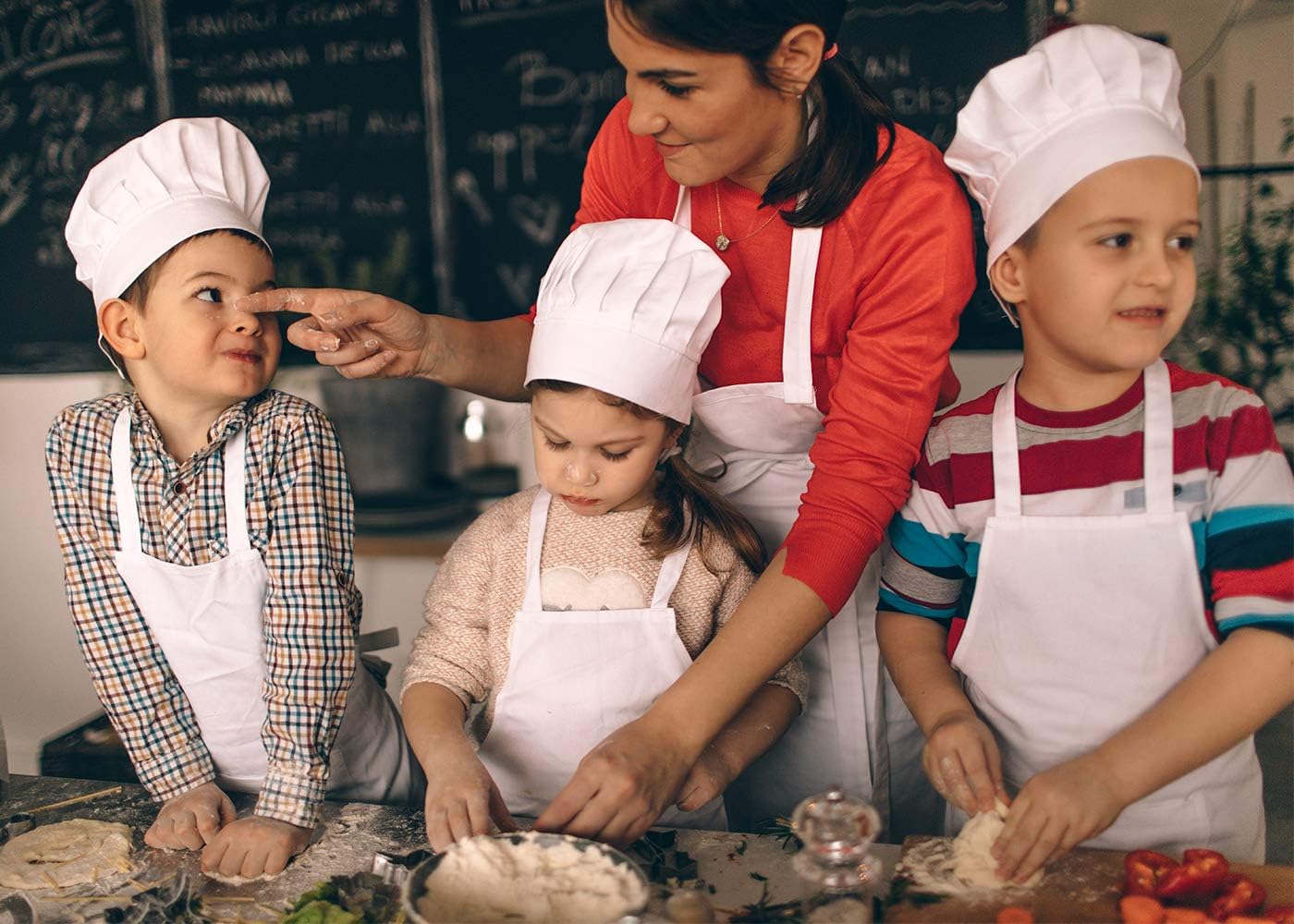 ESHATO Kids Chef Hat, Poly-Cotton Kitchen Cooking Cap for Children