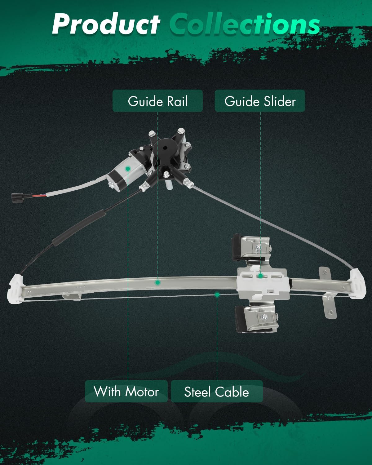 SCITOO Rear Right Power Window Regulator with Motor Fit for 2005-2010 for Dodge Dakota,2006-2009 for Mitsubishi Raider,2011 for Ram Dakota,741-074