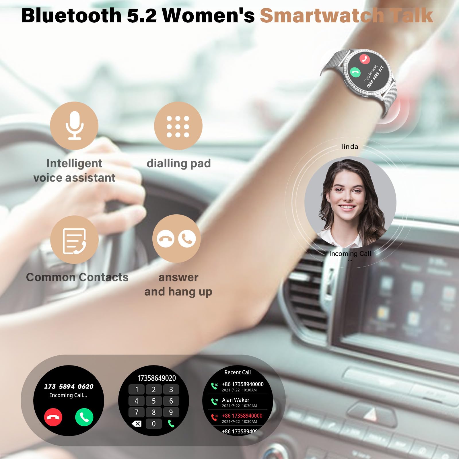 RifePhi Damen Smartwatch 1.32 Zyklustracker SpO2 Schlafanalyse IP67 wasserdichte Sportuhr Anruffunktion Schrittzähler Herzfrequenzmesser Kompatibel iPhone Android