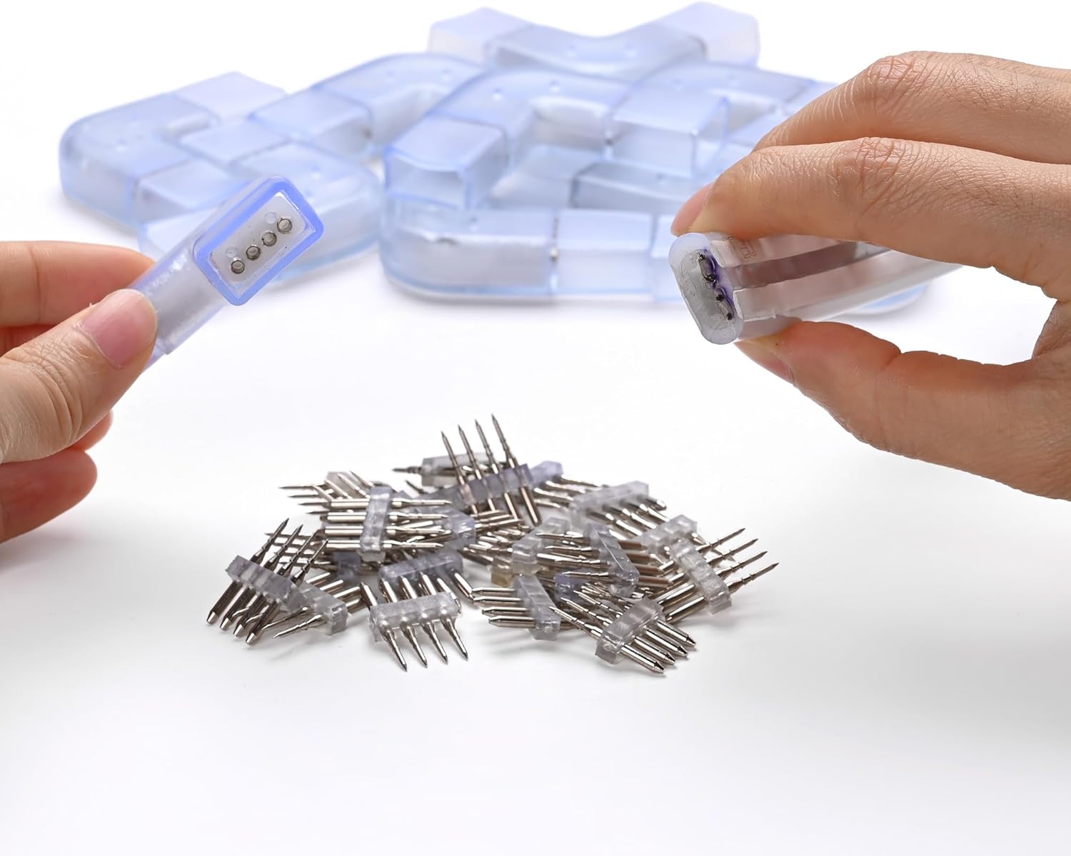 DELight 10pcs L Shape Pin Connectors Accessories with Pin DEL-LP03 for 11/16" W x 3/8" H Neon Rope Lights DEL-D50R DEL-D100R DEL-D150R