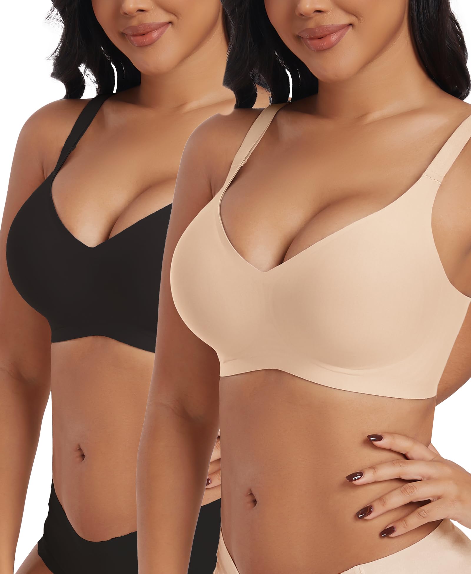 BH Damen Bequemer Große Brüste Bügelloser Seamless Bra Bequem BH | Klassische Soft ohne Bügel Push Up Nahtloser Bügelloser T Shirt Gepolstert Bralette mit Extender