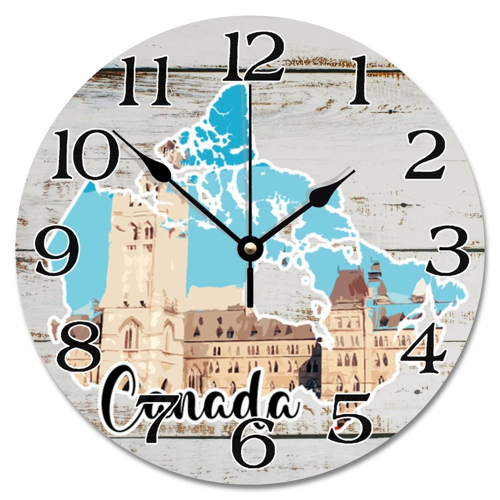 Horloge murale Canada de 30 cm silencieuse pour décoration de salon et bureau