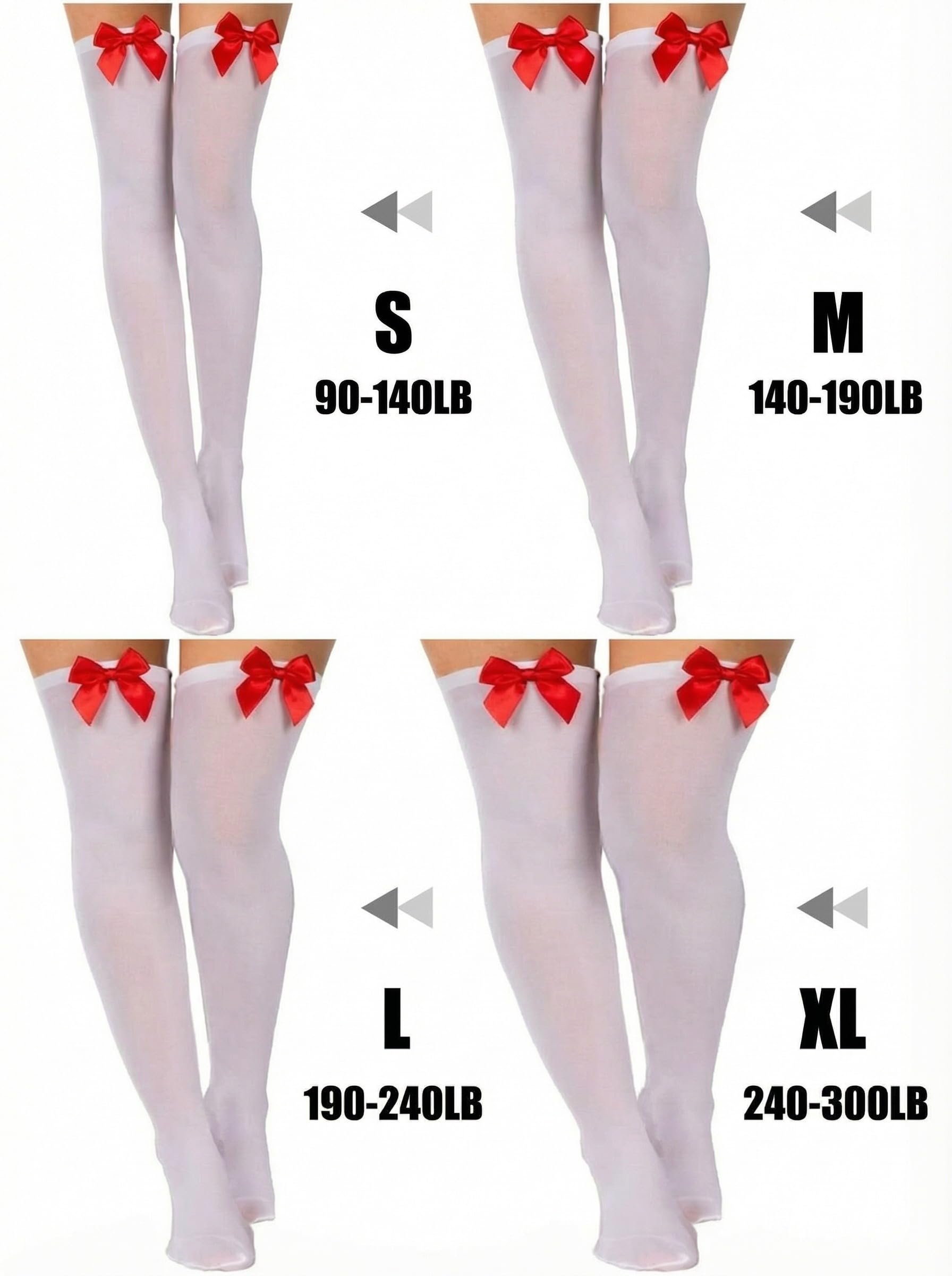 Boao 3 Pairs Thigh High Stockings Thigh High Socks with Bow for Women over Knee Lingerie Stockings for Cosplay Daily Wear: Medium Black, White With Red Bow