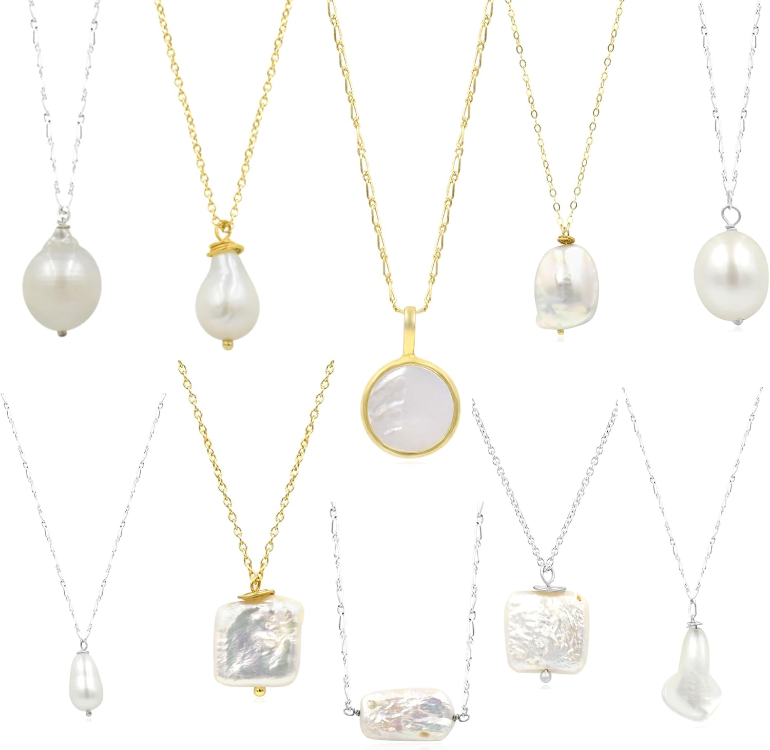 Dainty Pearl Pendant Nacklace for Women - Natural White Freshwater Pearl Pendant Necklace for Anniversary Birthday Wedding Jewelry Gifts for Women