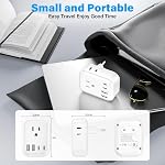 Adaptateur de prise de voyage européenne, Obcxin Adaptateur d'alimentation de type E/F avec 4 Sorties 4 USB Ports(2 Type C), Adaptateur de type C pour CA/US à la majeure partie de l'Europe EU Allemagne France Espagne Portugal Grèce Norvège Corée