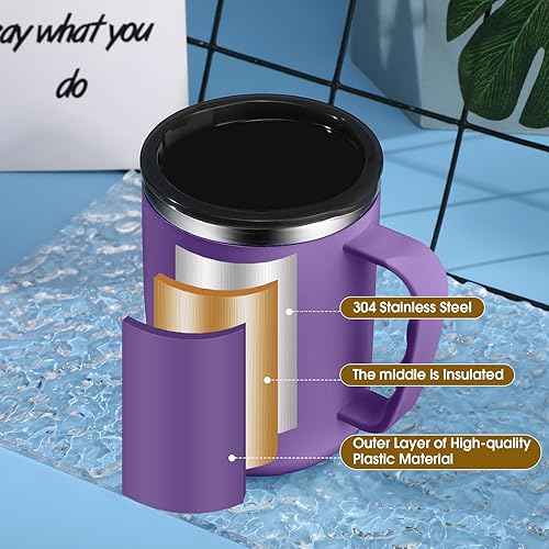 Miniatura 4 de Sumind Regalos de agradecimiento de Navidad para empleados, tazas de café de acero inoxidable de 17 onzas con asa, tapa y popote para el personal de
