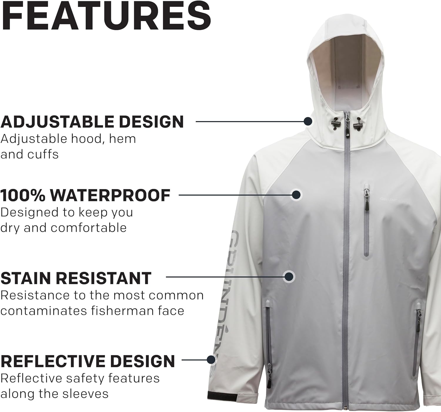 Grunden’s Men’s Tourney Jacket - Hooded Waterproof Fishing Jacket, Lightweight Athletic Fit, Packable Rain Coat - Image 4