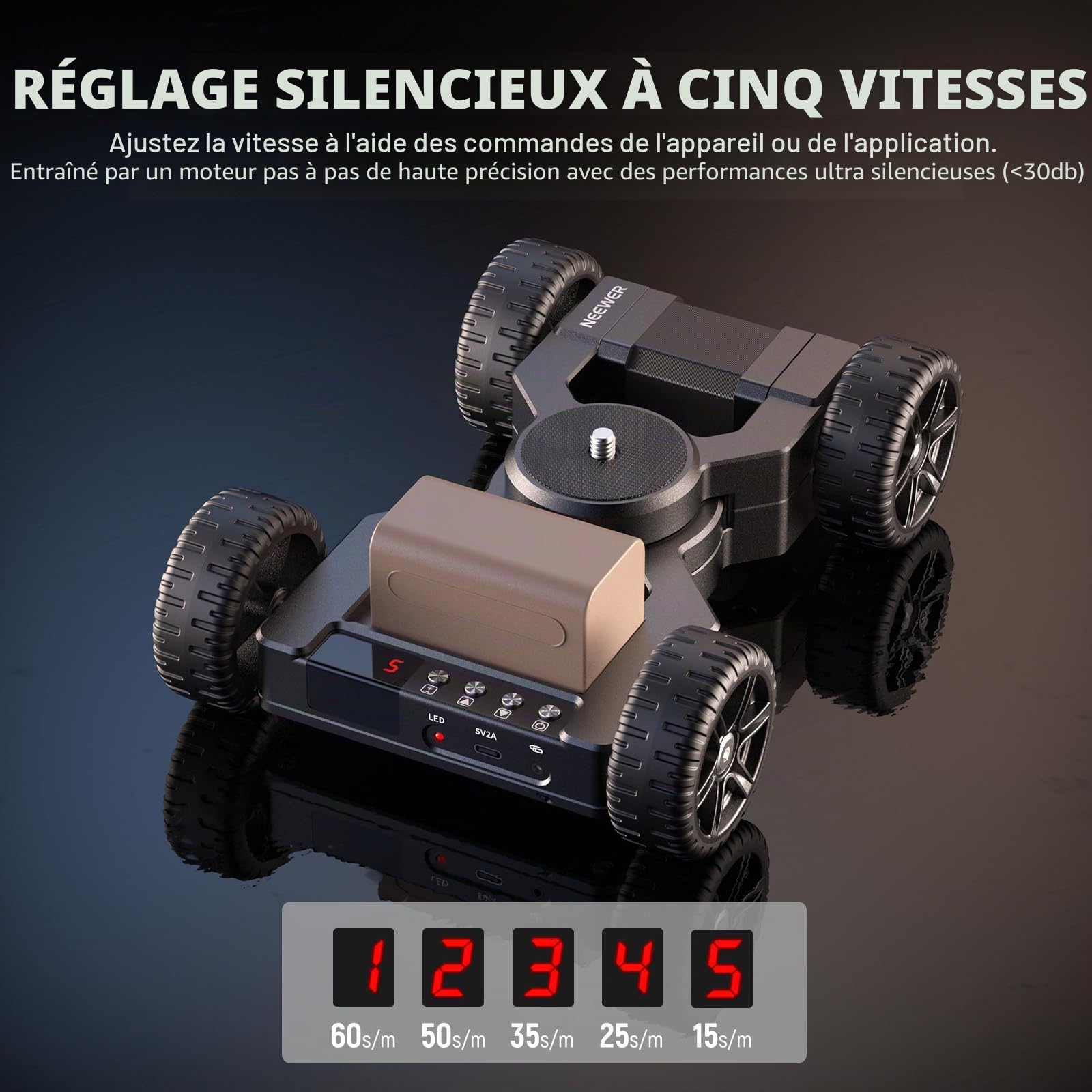 NEEWER Slider Dolly Motorisé pour Caméra DL400 Amélioré avec Contrôle App,Double Puissant Moteur Ultra Silencieux,5h Durée,Compatible avec GoPro iPhone Android Samsung SmartphoneDSLR Caméra Camcorder