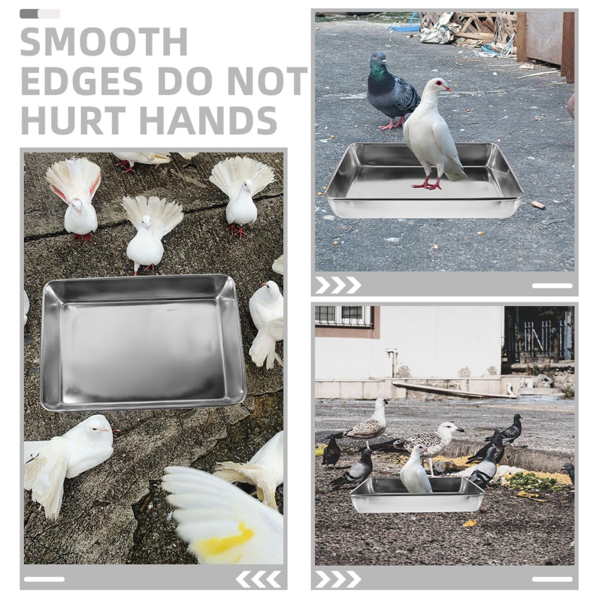 Outanaya Vogelbadewanne aus Edelstahl Metall Taubendusche mit Glatten Kanten 35X30cm Vogelkäfig Zubehör für Tauben und Papageien