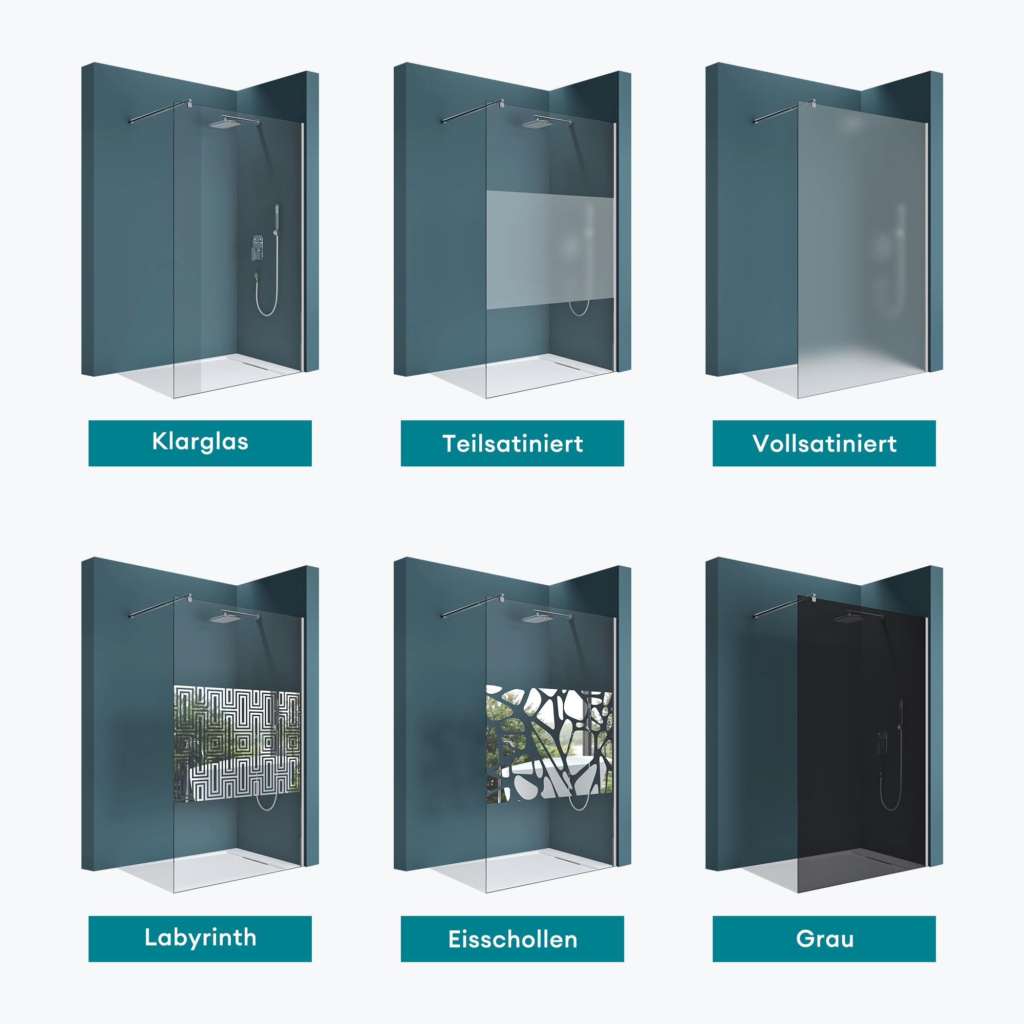 Mai & Mai Duschwand für Dusche Duschabtrennung 140x200cm Walk-In Dusche ESG-Sicherheitsglas 10mm NANO Glas BRAM3 Bremen2K