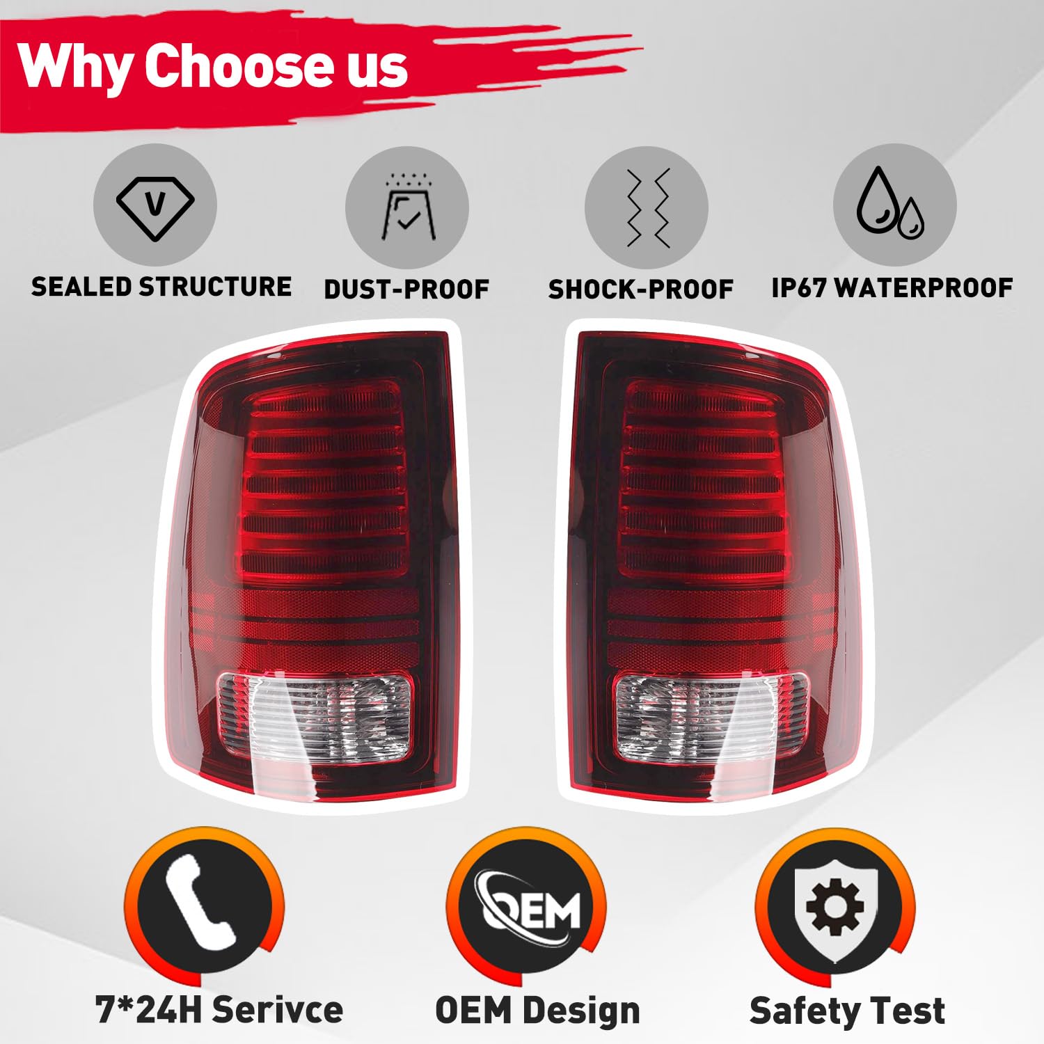 Feu Arrière Gauche Pour RAM 1500 2013-2018 - Neuf - Chrome Et Rouge