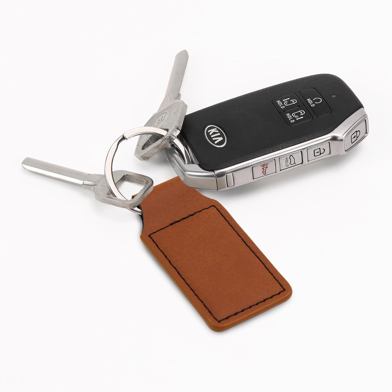 LaserGram Rectangle Keychain, Grad Cap Class of 2024, 2025, 2026, 2027, Personalized Engraving Included (Dark Brown)