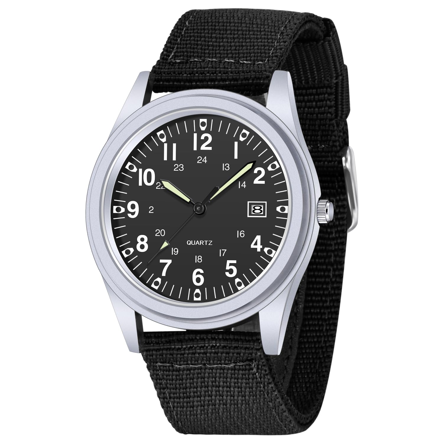 Tiong Klassische Militär Outdoor-Sport Herrenuhr, Nylon-Armband, tägliche wasserdichte, Quarzuhren mit Datum