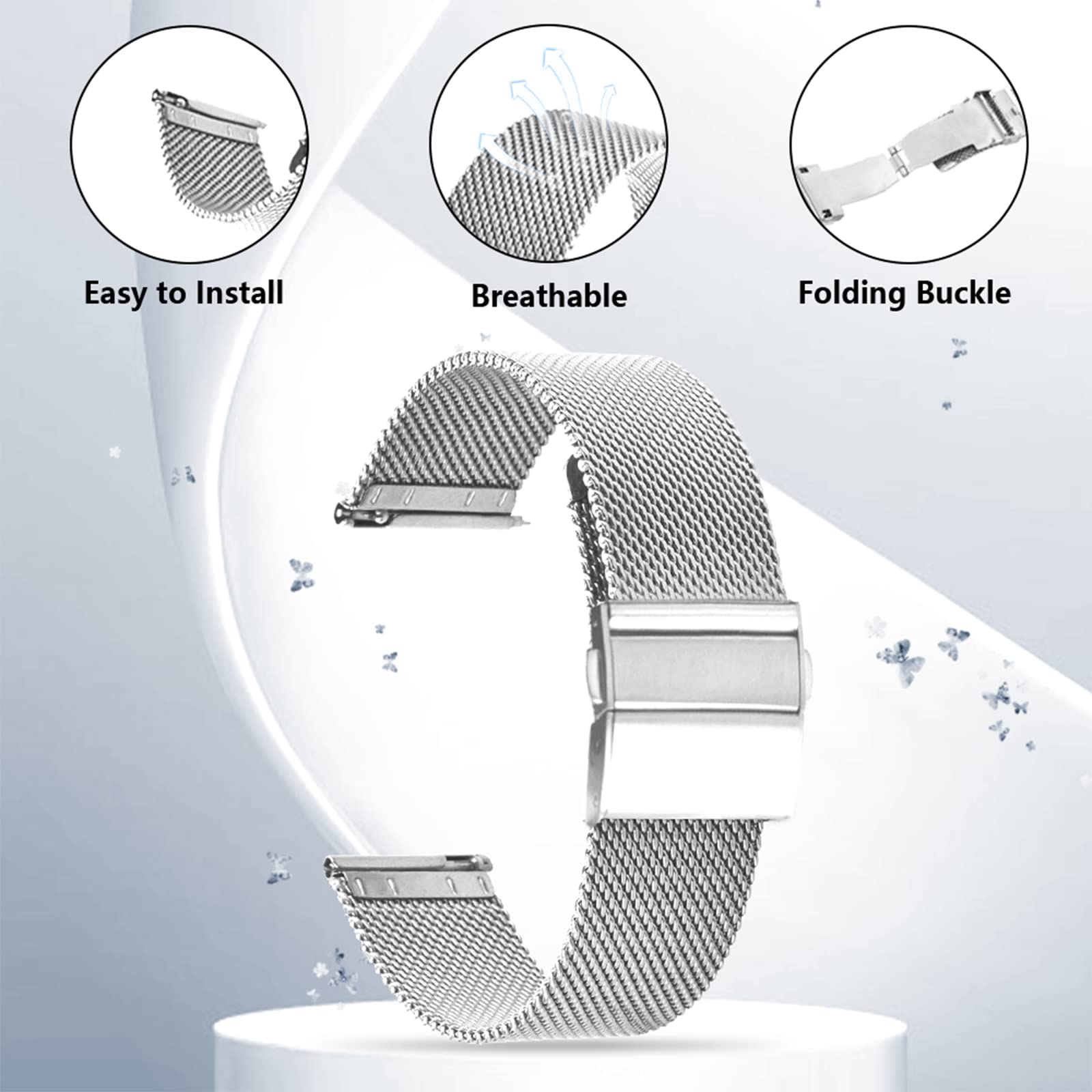 22 Mm Metall-Armband Mit Magnetverschluss – Edelstahl-Mesh Für Viele Smartwatches