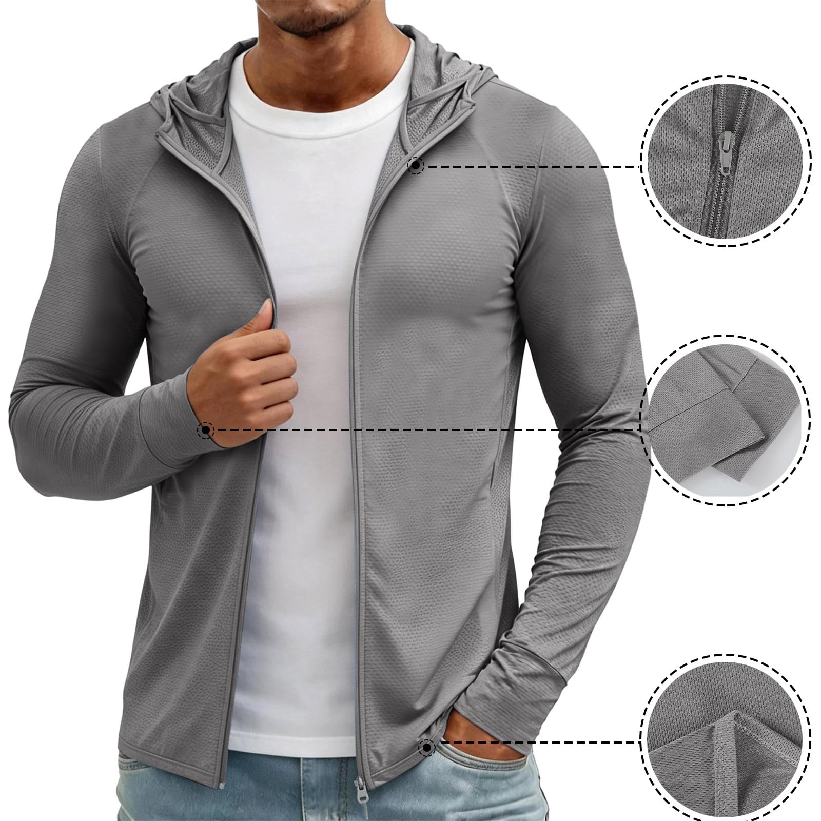 Camiseta Protector Solar, Ligero Protector Solar Manga Larga Camisetas Surf Hombre, Trabajo Viaje