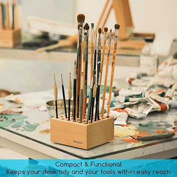 MEEDEN 2Pcs Beechwood Pencil Brush Holders: Paint Storage Organizer Rack