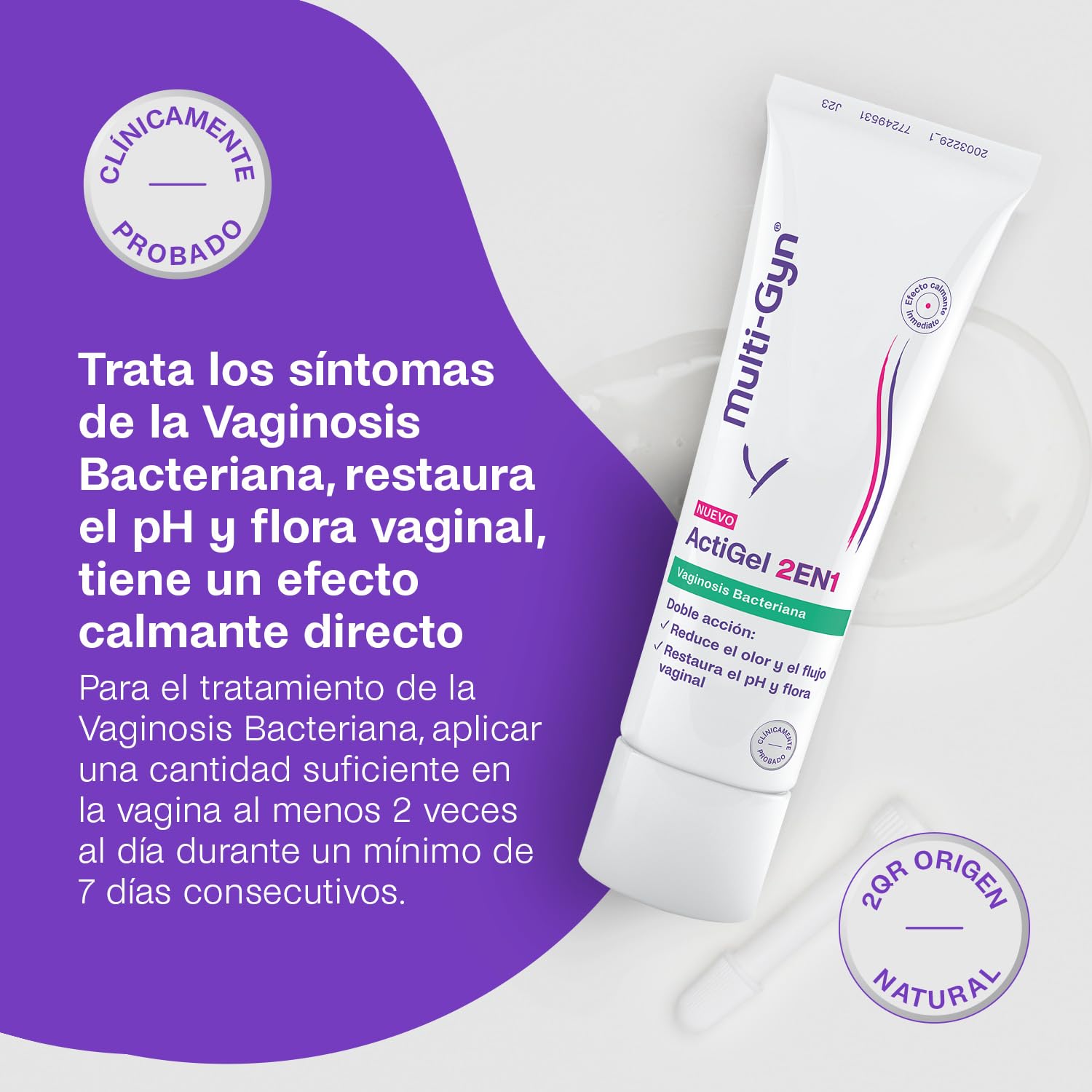 Multi-Gyn ActiGel Leczenie 2 w 1 na bakteryjne zapalenie pochwy 50ml+aplikator - Zmniejsza zapach pochwy i swędzenie dla szybkiej ulgi. Z elementami pochodzenia naturalnego, do użytku zewnętrznego w