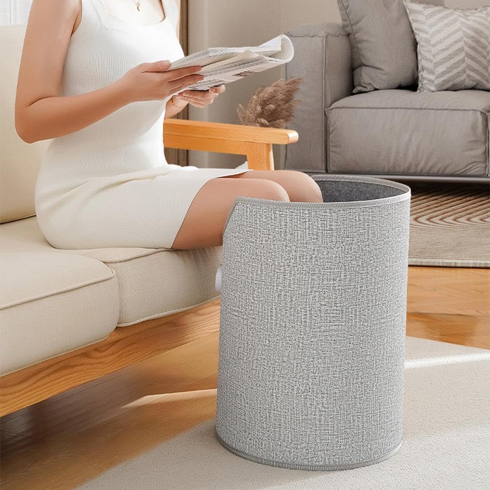 Foldable Under Desk Space Heater, 5 Temperature Settings, 5-Second Rapid Heating, Portable Personal Electric Panel Space Heater, Rollable Foot Warmer for Office & Home with Soft Blanket (Gray)