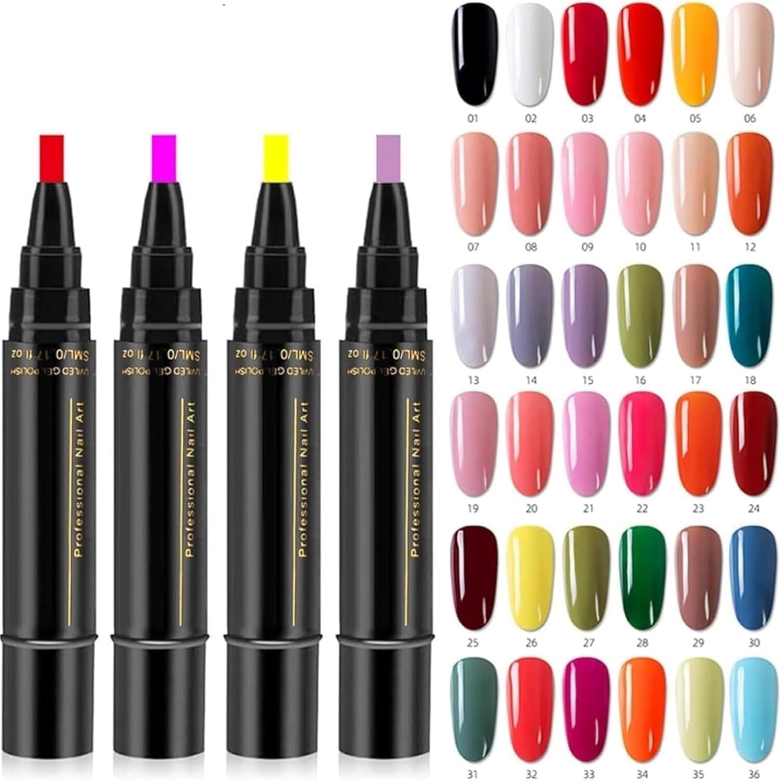Nail Polish Pens Quick Dry, Gel Nail Polish Pen 3 in 1, Quick Drying Gel Nails Pen Polish Set, 6 Colors Per Set (#3)