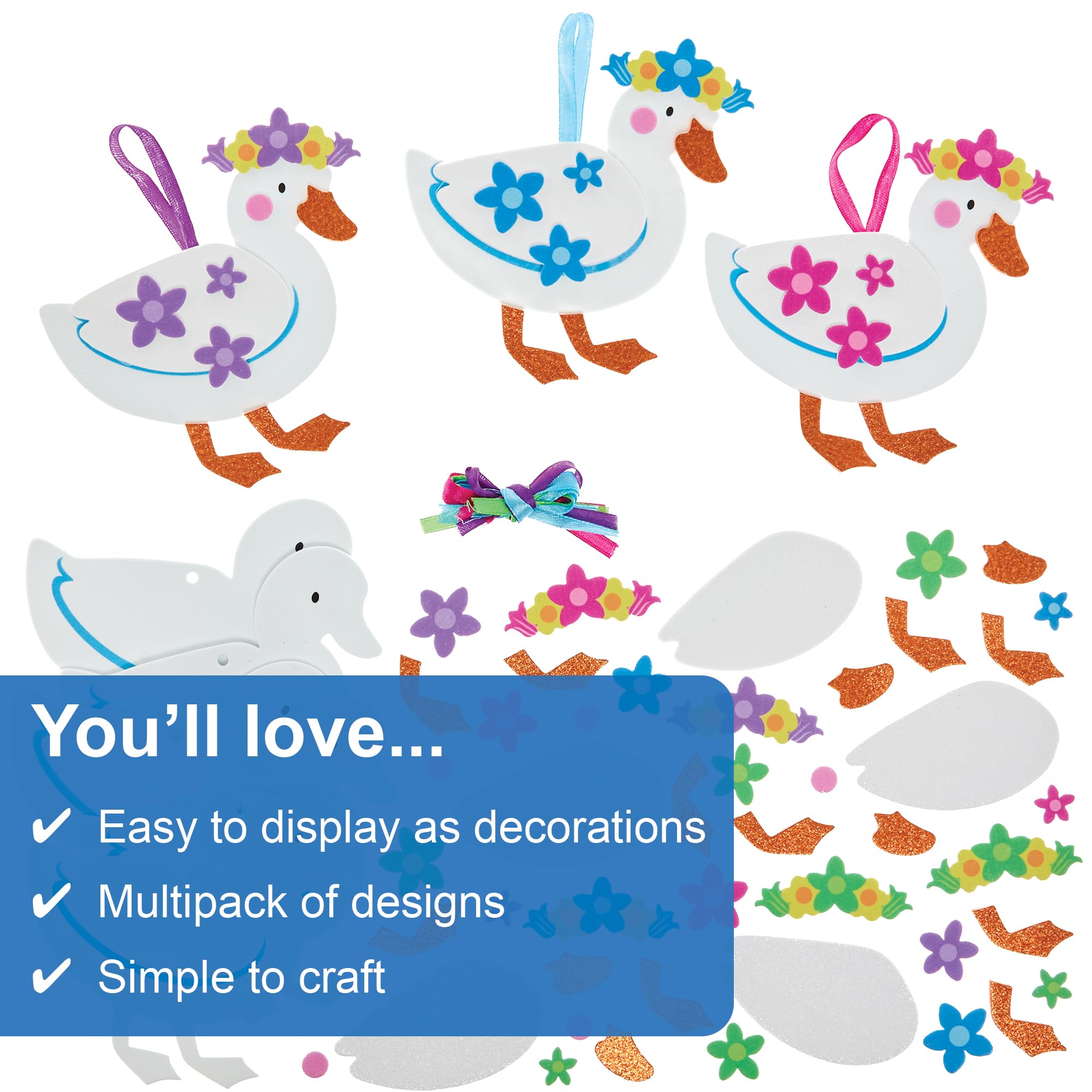 Baker Ross FN376 Springtime Ducks Mix & Match Decoration Kits - Pack of 8, Spring Decoration Arts and Crafts for Kids - Image 3
