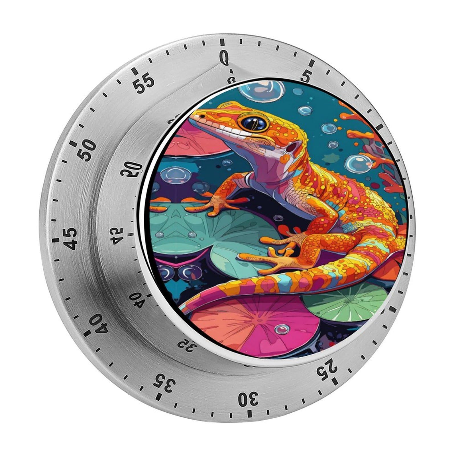 Vibrant Gecko Coral 60 Minute Wind Up Timer,Visual Mechanical Magnetic Timer with Loud Alarm for Kitchen