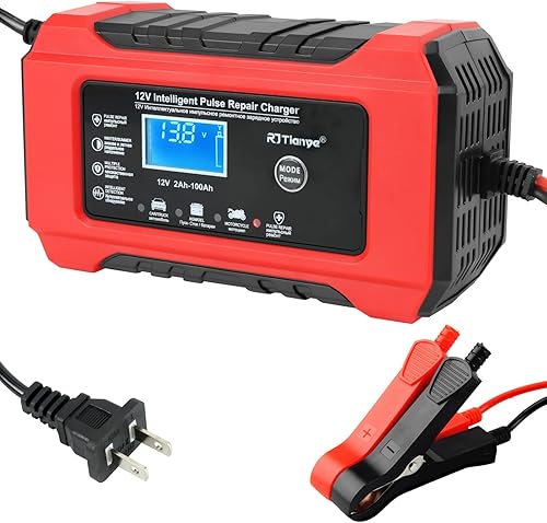 Cargador de batería de 6 amperios, cargador automático de coche inteligente de 12 V 24 V, cargador de mantenimiento de batería y desulfatador de