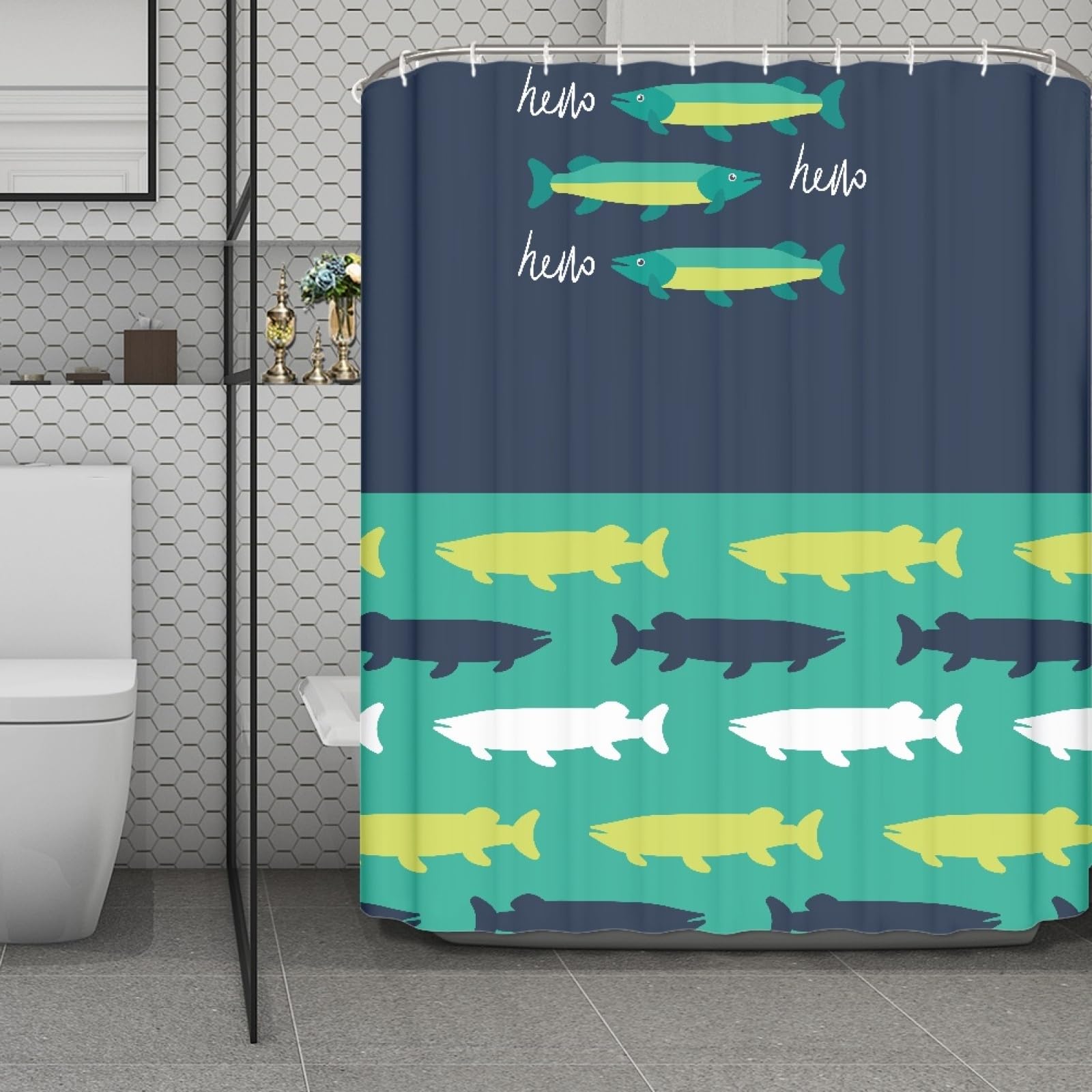 Rideau douche 200X240 fini le sol mouillé grâce au tissu anti moisissure étanche