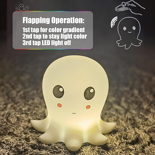 Miniatura 5 de Linda luz nocturna de pulpo, lámpara táctil de silicona suave para niños y adultos, luz de noche que cambia de 7 colores, lámpara de guardería