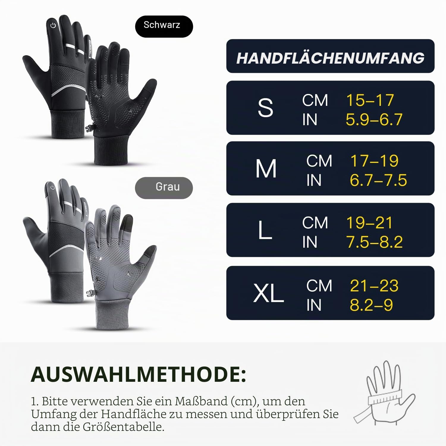 Vilico Fahrradhandschuhe, Winter, Herren, Damen, spritzwassergeschützt, Touchscreen-Handschuhe, rutschfest, Winddicht, für Radfahren, Laufen und Skifahren