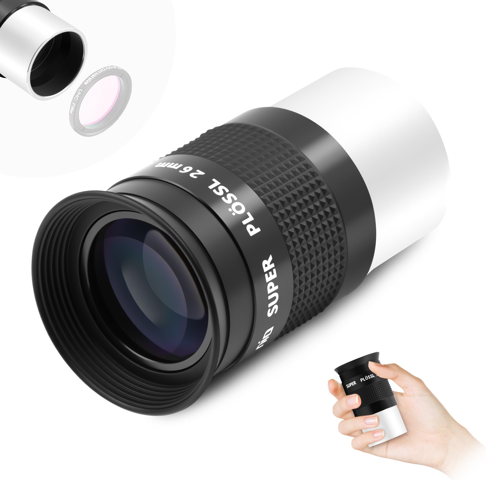 Eyepiece 26mm Telescope Lense for Astronomy Telescopes, 5 Element Fully Multi-Coated 52 Degree Super Plossl Eyepiece Telescope Accessories with Threaded for Standard 1.25 Inches Filter