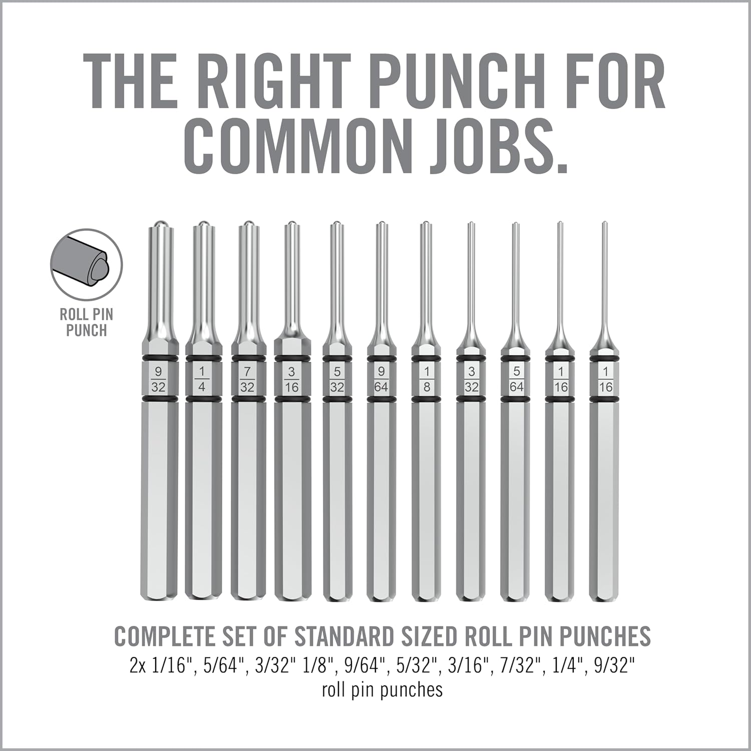 Real Avid 11-Piece Pin Punch Set - Portable All-in-One Punch Set with Storage Case - Choose Between Roll Pin, Standard or Brass and Steel Set