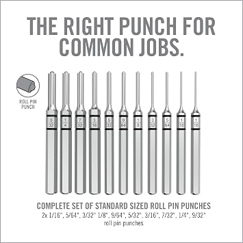 Real Avid 11-Piece Pin Punch Set - Portable All-in-One Punch Set with Storage Case - Choose Between Roll Pin, Standard or Brass and Steel Set