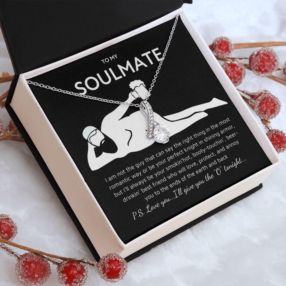 To My Soulmate Necklace For Women, Funny Gifts Girlfriend, Personalized Xmas Presents Best Bday Meaningful Gift Ideas Wife, Women Romantic Jewelry Her Anniversary (Standard Box, Black) - Image 4