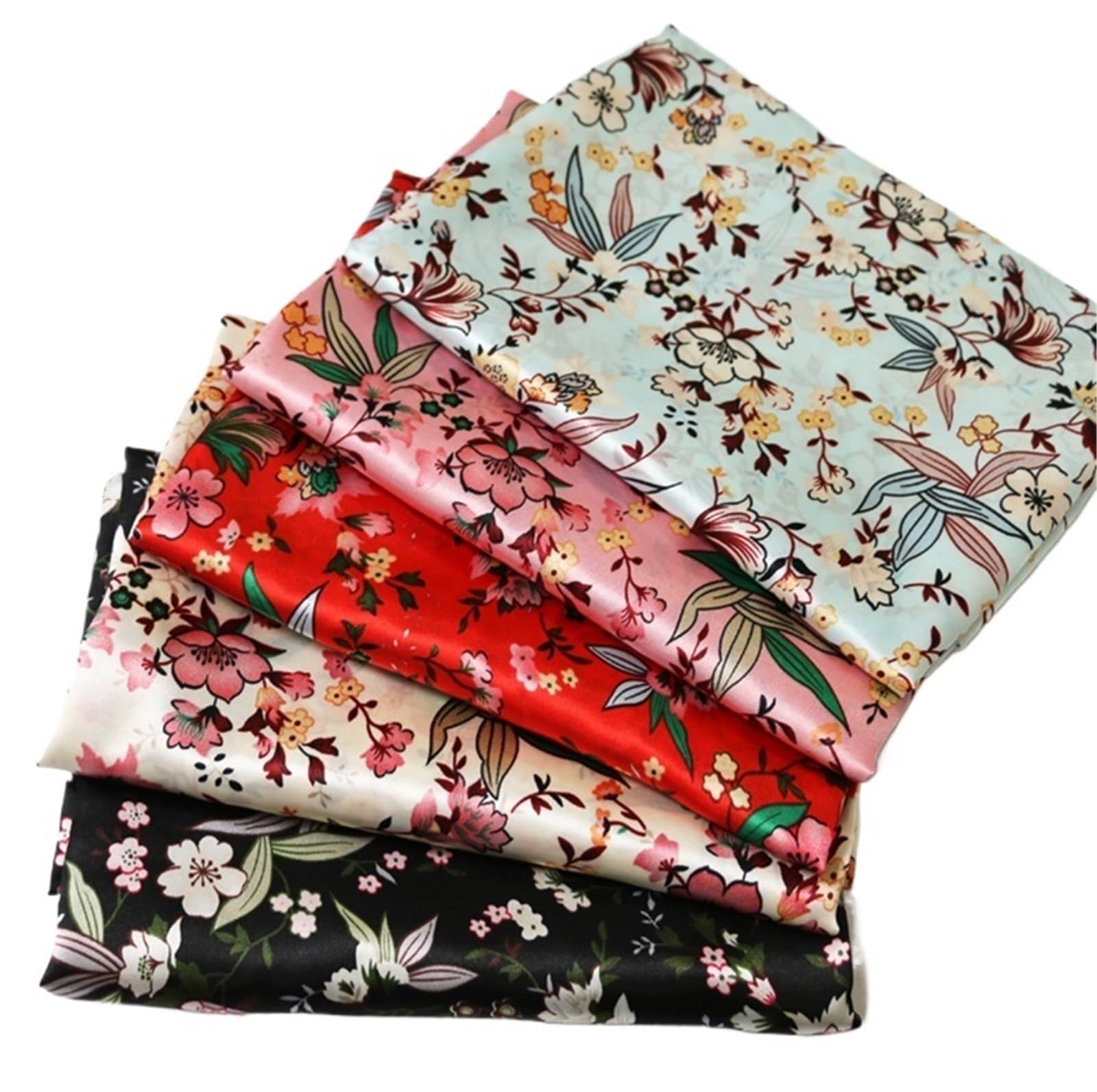 Tela Satén Floral Multicolor 1/2/5/10m x 1.48m(Color 1 Black,2M X 1.48M)