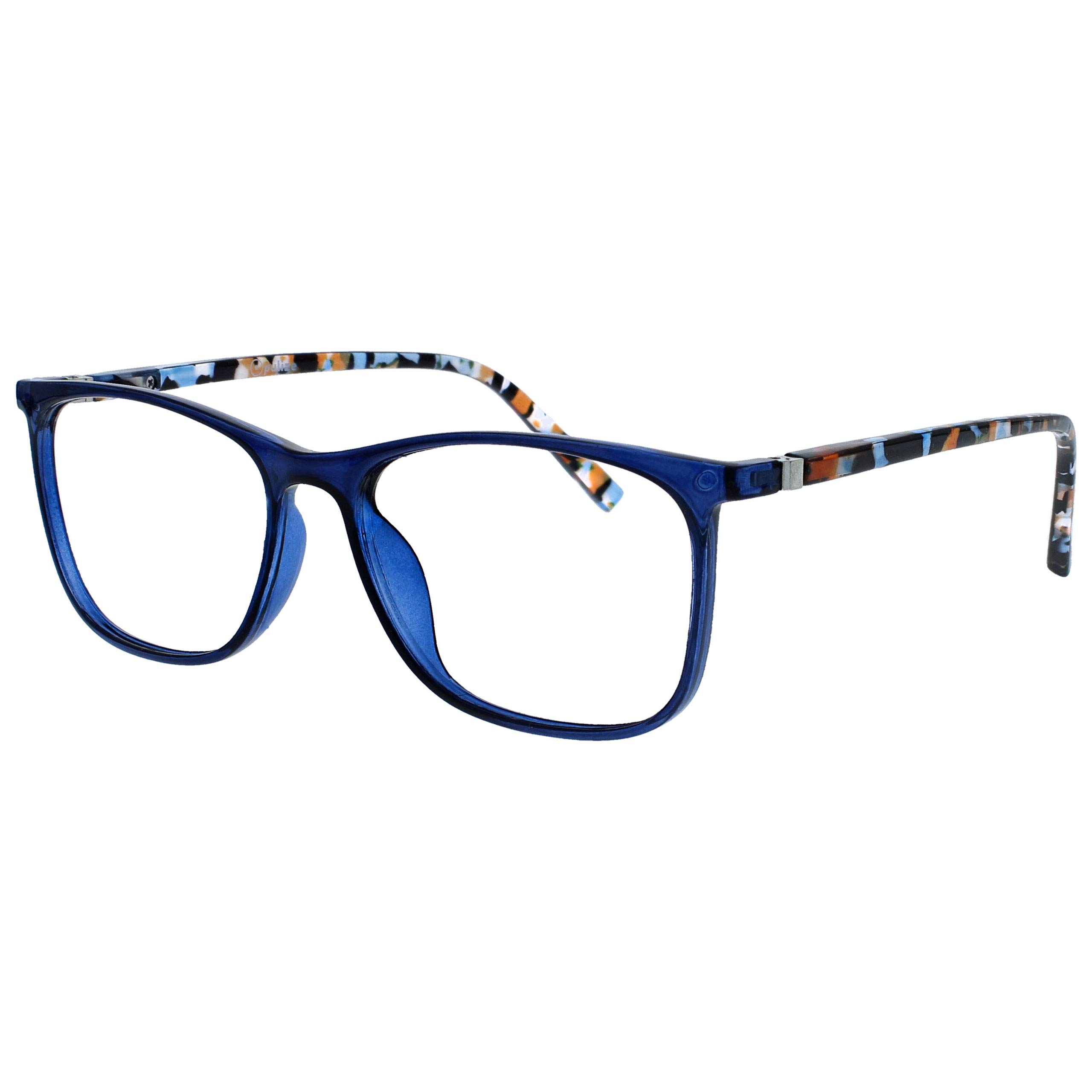 Image secondaire de OPULIZE Arc Lunettes de Lecture Monture Carrées Minces Élégantes Charnières à Ressort Anti-Rayures Bleu Branches à Motif Hommes