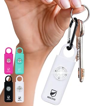 Original Defense  Siren Self-Defense Alarm White - 130 dB Keychain Alarm with LED Strobe Light for Women, Children, and Elderly - Police Recommended