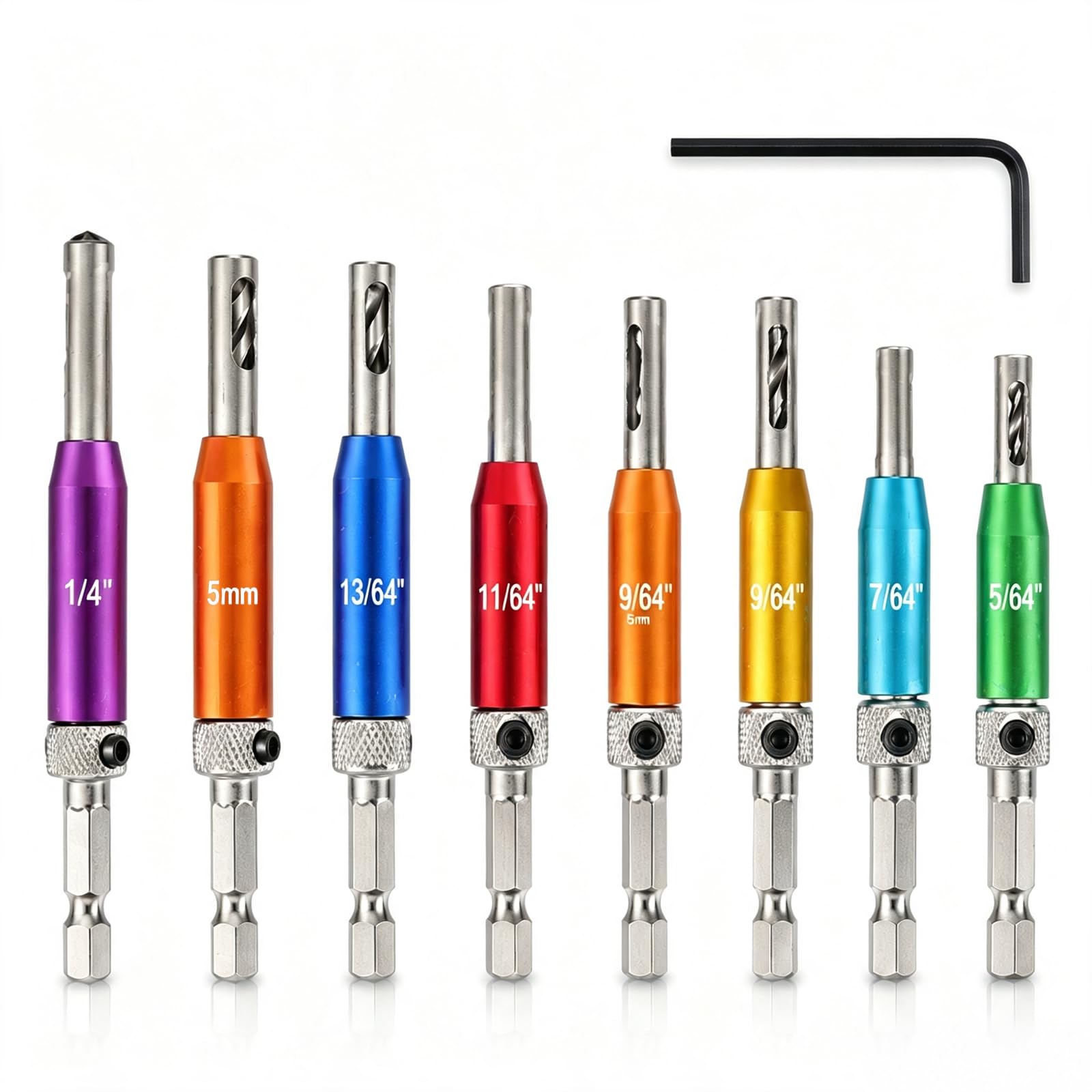 8 Self Centering Hinge Drill Bit,Includes Allen Wrench,Woodworking Tools