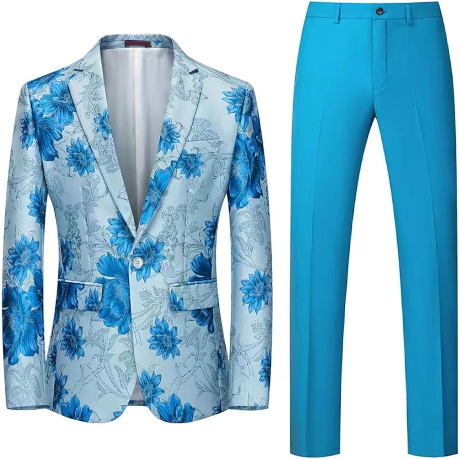 Flower Printed Shawl Lapel Tuxedo for Men Floral Wedding Dinner Blazer Pants Slim Luxury Prom Dress Tuxedo Suits