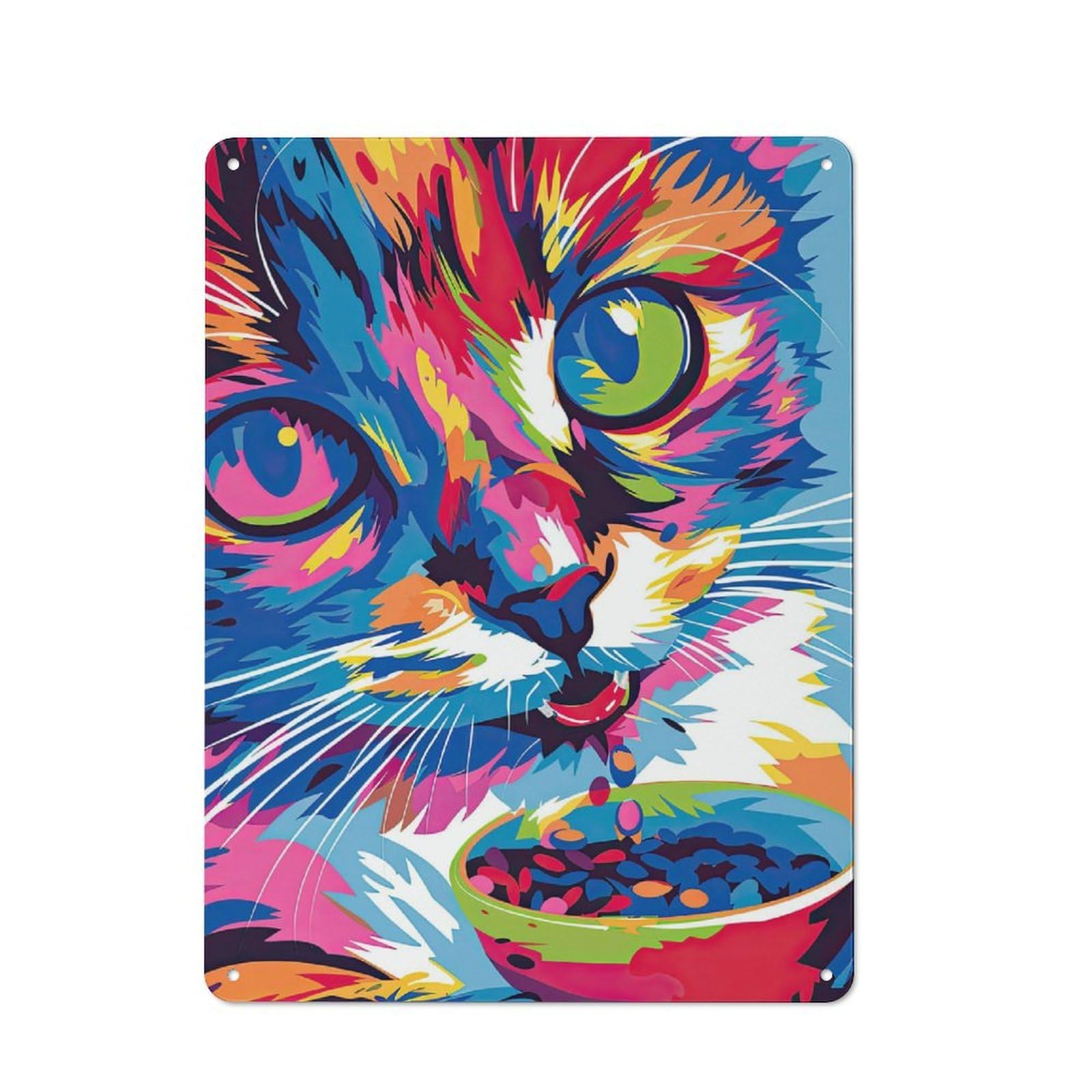 Junmoney Vibrant Cat 40X30cm Industrial-Style Tin Sign With For Hallway Wall, A Metal Wall Feature For A Newly Arranged Hallway
