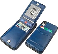 Vista 15 de KIHUWEY Funda compatible con iPhone XR con soporte para tarjeta de crédito, cierre magnético de cuero de alta calidad, resistente funda protectora