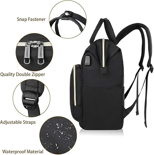 Miniatura 6 de Mochila para laptop para mujeres y hombres, mochila de viaje para laptop de 15.6 pulgadas, mochila escolar universitaria (negro)