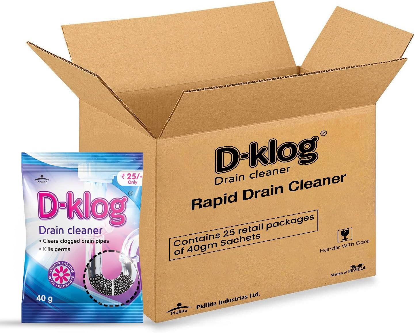 Drain Cleaner Powder (40g x 25 Units), Removes Clogs, Blockages in Washbasin, Septic Tank, Sinks, Pipes within 30 mins.Drain expert | Sink cleaner| Toilet Cleaner