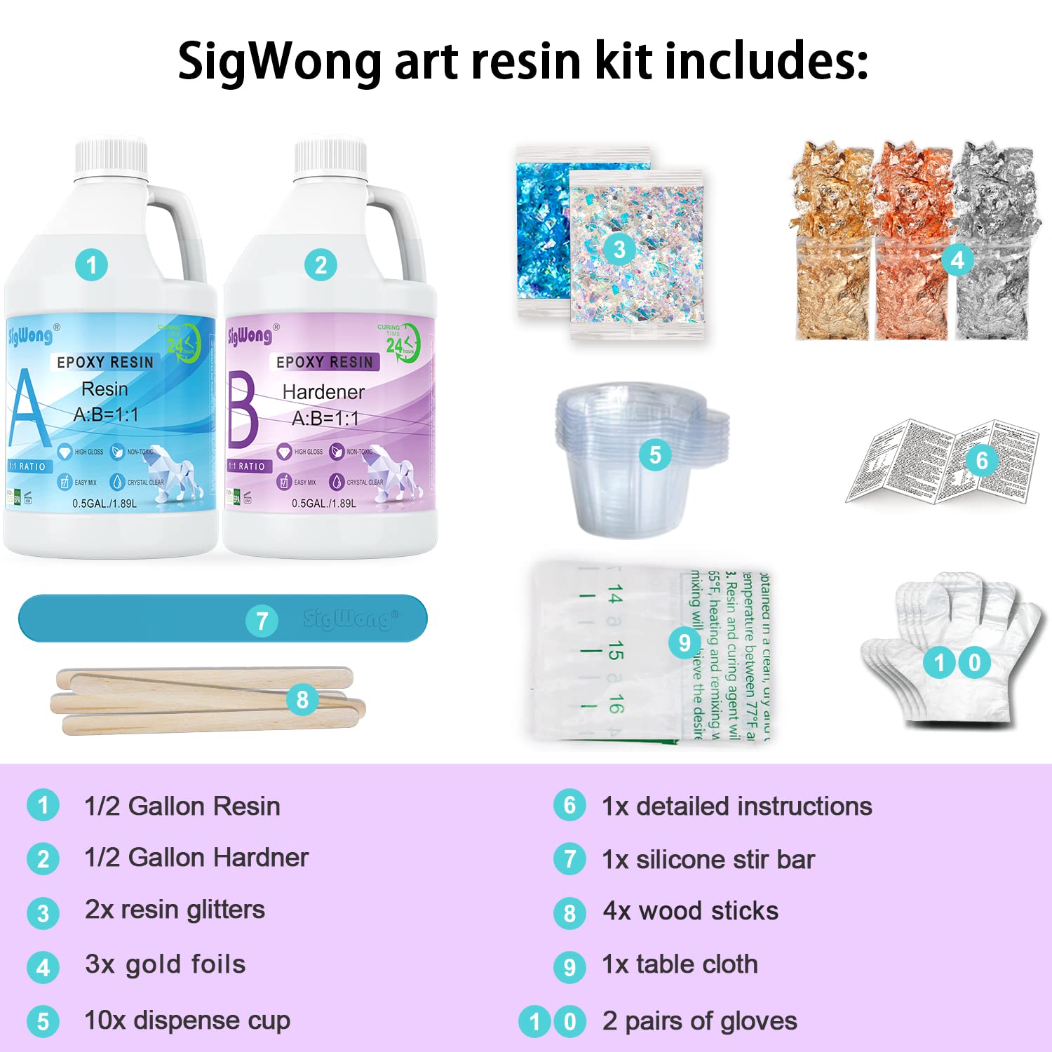 Epoxy Resin Clear Crystal Coating Kit 1 Gallon - 2 Part Casting Resin for Art, Craft, Countertop, Wood, Jewelry Making, River Tables