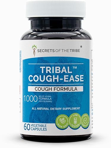Secrets of the Tribe - Fórmula tribal para aliviar la tos, fórmula para la tos, mezcla de suplementos de hierbas (60 cápsulas)