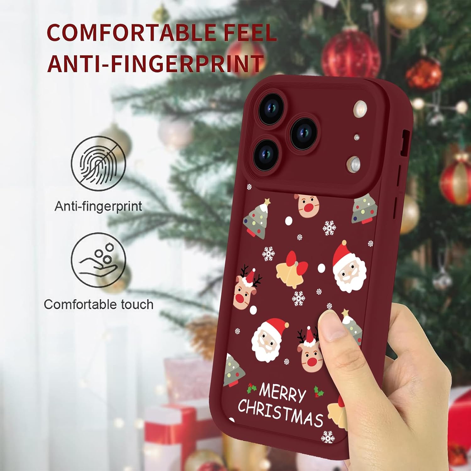 Merry Christmas Red Santa Claus Elk Phone Case for iPhone 17 Pro Max 6.9" image 5